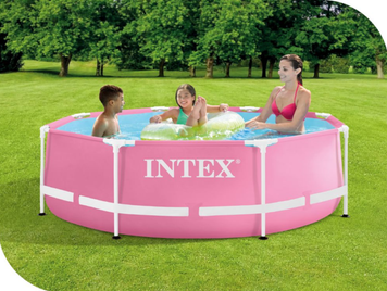 Каркасний басейн Intex 28290 Metal Frame 244 х 76 см об'єм 2843 л Рожевий