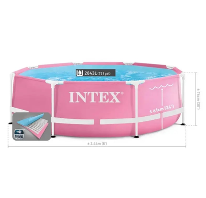 Каркасный бассейн Intex 28290 Metal Frame 244 х 76 см объем 2843 л Розовый