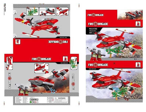 Конструктор AUSINI 21703  “Пожарный самолет”  405 деталей в коробке 38*6*28см